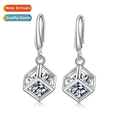 n silver-plated Rubiks cube earrings female lg Rubiks cube l