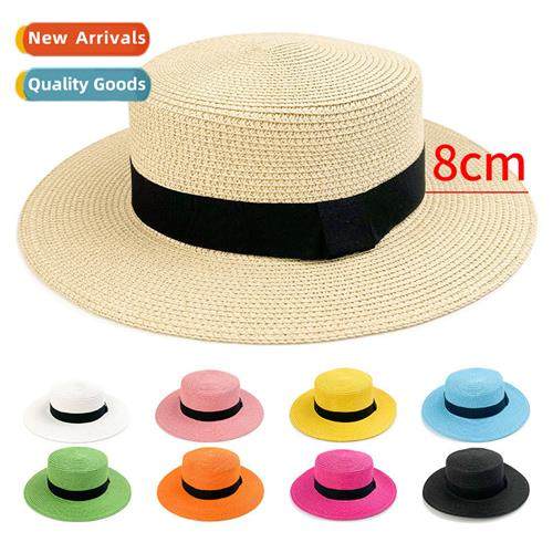 21 colors square buckle dome Panama raffia flat top straw ha