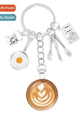 Cfee Machine Egg Ribb Pot Keychain Cfee Latte Engraved Love