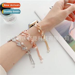 spelling pearl chain 适用apple watch bracelet metal ban love