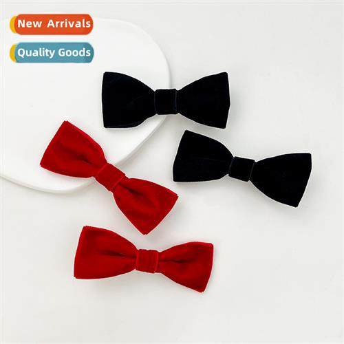 Solid colour velvet bow hair clips female sweet and lovely s