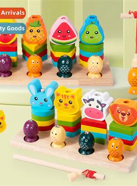 Mtessori young children wooden multi-functi fru animal magne