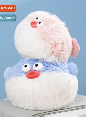 Dull cute fleshy lg  puffer fish pillow plush doll home girl