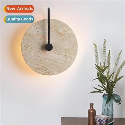Scinavian modern simple yellow travertine wall lamp bedroom