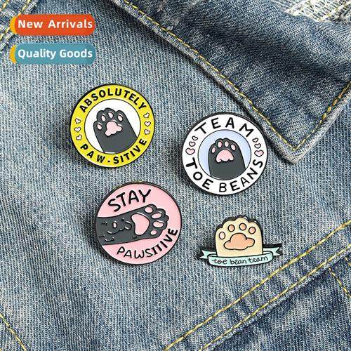 Student Carto Cat Paw Brooch Backpack Collar Paint Pin Anima