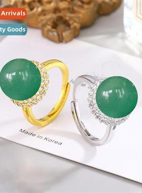 Natural 12MM Dgling jade ring female temperament elegant cha