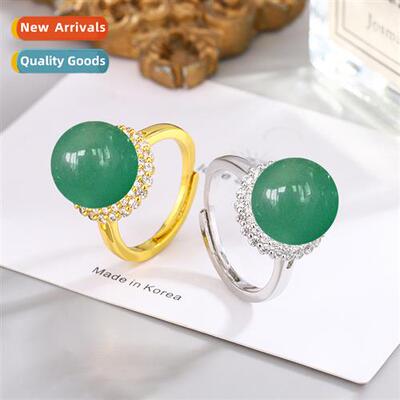 Natural 12MM Dgling jade ring female temperament elegant cha