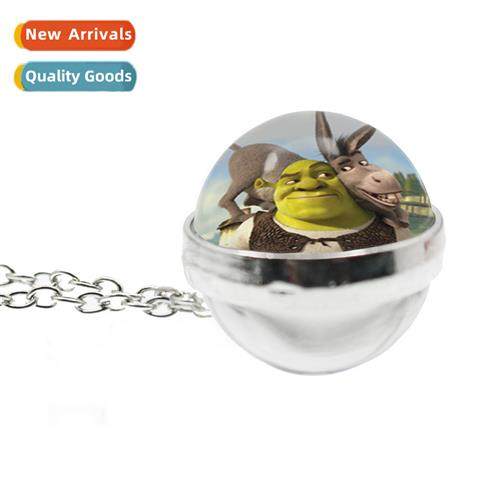 Classic Carto Shrek Time Gemste Glass Caboch Pendant Necklac