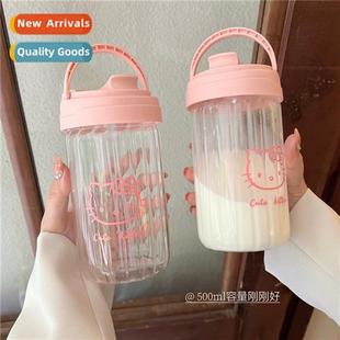 heart port cat carry style ins girl cup glass pink Cute