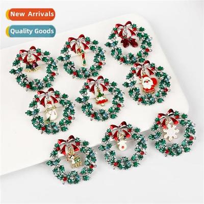 Far Christmas elk brooch metal badge wh diamds Christmas e b