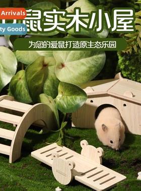 Wooden small animal aquascape toys hamster chinchilla hiding