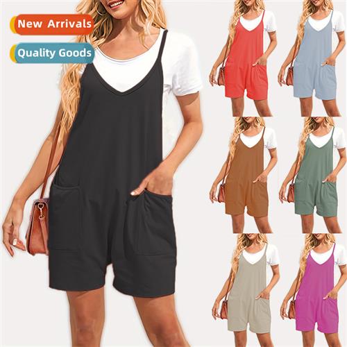 2023 Womens Zipper Pocket Suspender Pants Jumpsu Bib Pants