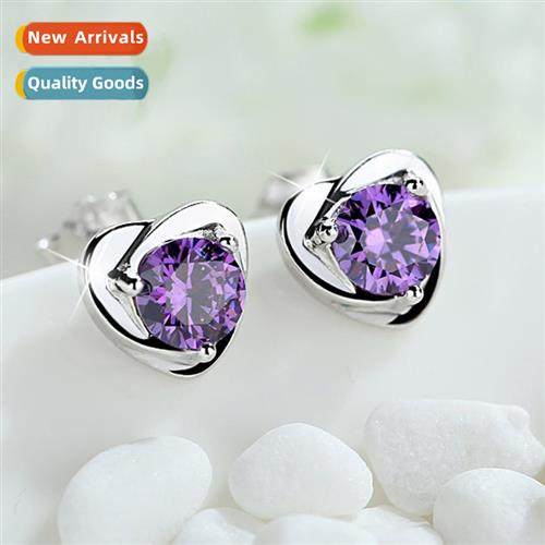 n love heart-shaped purple diamd earrings female fashi tempe