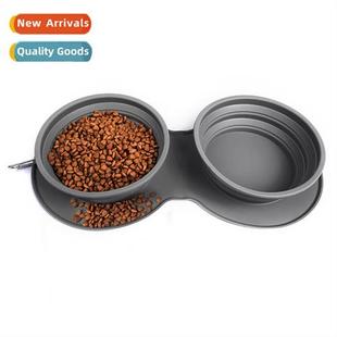Bowl Folding Anti Portable Double Pet Vomit Foo Silicone