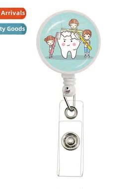 Cute Teeth Style Retractable Creative Card Holder Badge Scro