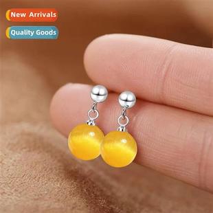 Cats Agate Pink Ste Eye Yellow Female Earrings Green Faux