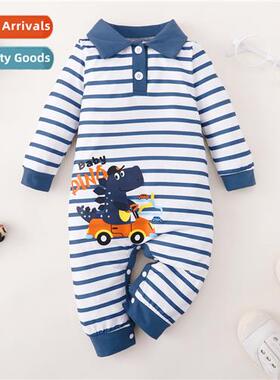 ins baby spring  fall  2023 new n dinosaur print striped lg-