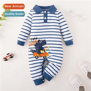striped fall dinosaur new spring 2023 ins print baby