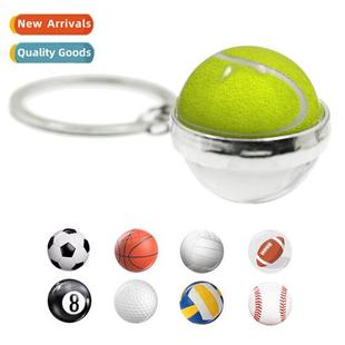 Glass Ball Keychain Tennis Football Basketball Lovers Key Ke