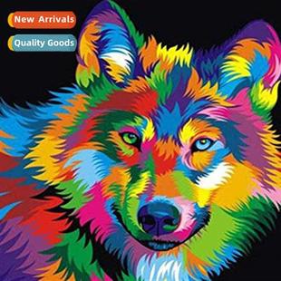 DIY Colorful Hmade Stch Thre Simple New Full Cross Wolf