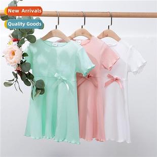 short stripes fall cott sleeved new 2021 spring Girls