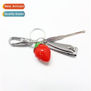 Strawberry keychain Single ring keychain wh nail clipper ear