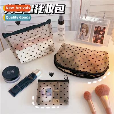 ins mesh makeup bag love organizer bag simple large capacy w
