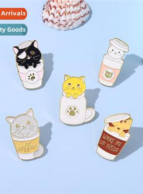 New animal series brooch creative carto cfee cat shape