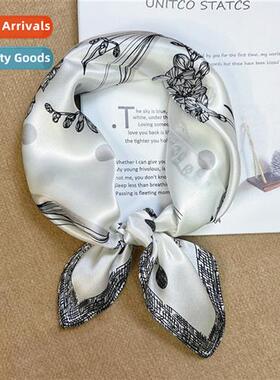 Chinese style black and whe silk square scarf silk scarf wom
