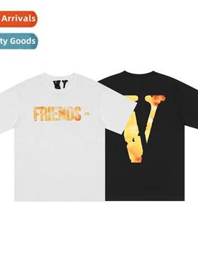 Summer new limed hip-hop big V print set tide men  women sho