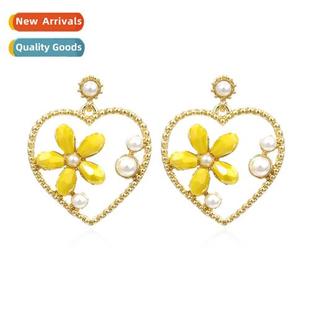 Crystal Zirconia? Fashion New pearl Heart alloy earr Simple