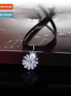 Microbusiness Premium Black Lear Rope Necklace Sunflower Col