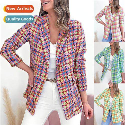 2023 Autumn  Winter New Lg Sleeve Pocket Printed Checkered S