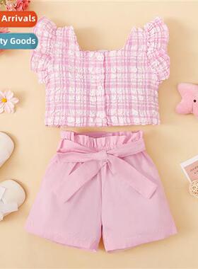 Girls spring  autumn  2022 new n solid color sleeveless plai