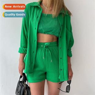 cloth lapel high womens waist shirt wrinkled sleeved 2023