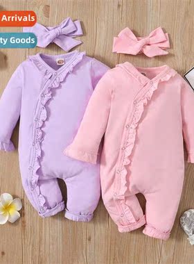 ins baby spring  autumn  2021 new n baby girl cute solid col