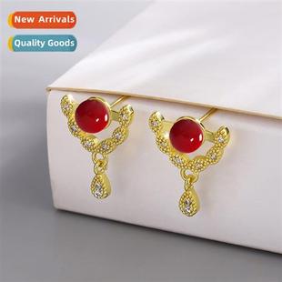 whe round earrings acrylic female pearl red imati 8MM beads