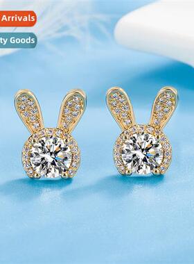 Sweet small zircia rabb earrings this year jewelry plated 24