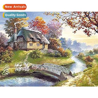 River Cottage Cross Stch Full Stch Simple Living Room Bedroo