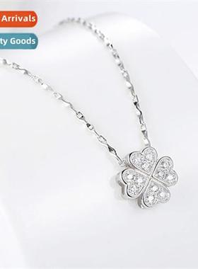 n new 925 silver plated necklace female four-leaf clover pen
