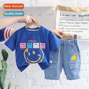 round neck Childrens boy sleeved summer short 2023 smiley