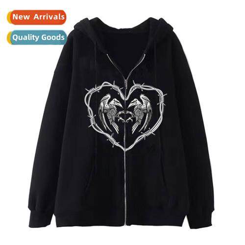 Dark wind hip-hop gothic Harajuku Y2Y ir bird chain hoodie m