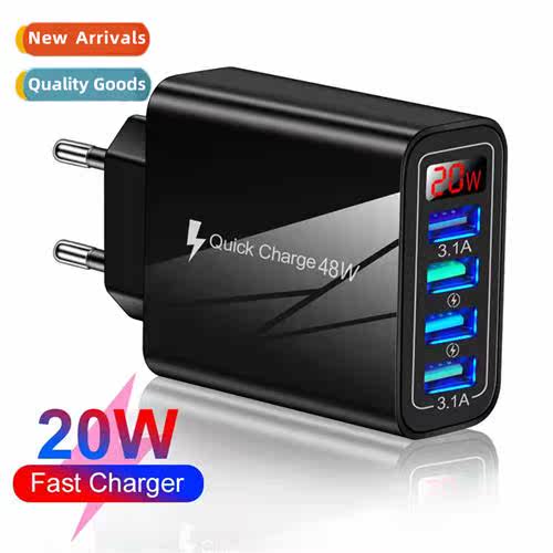 4USB Display Phe Charger Euro US UK Plug Wall Charger Travel
