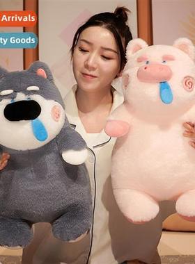 Cute cute funny puppy piggy runny nose doll bear plush toy q