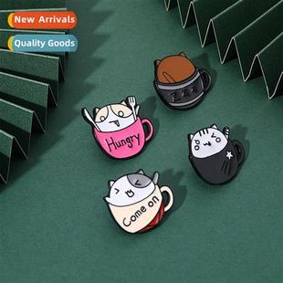 ins bad cafe cat cute carto brooch mood inspiratial new 2023