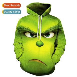 Grinch Pullover Green Hooded Spo Mster Printing New Digal