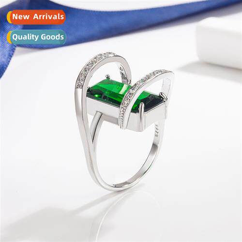 Emerald zircia ring for women set wh green crystal ring fing