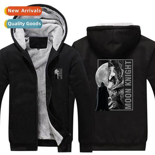 Mo Knight Hoodie Jacket Mens Thickened Warm Zipper Coat Swea