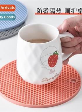 Round silice casserole mat heycomb insulating mat dining tab