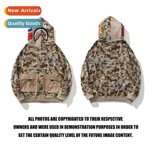 2022 summer new tide shark sewing decorated large pockets zi